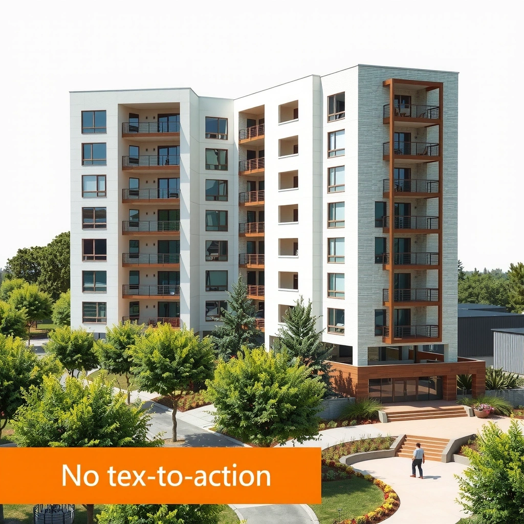 Multi-story residential complex with contemporary design and outdoor spaces